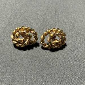 Monet gold tone twisted rope earrings.